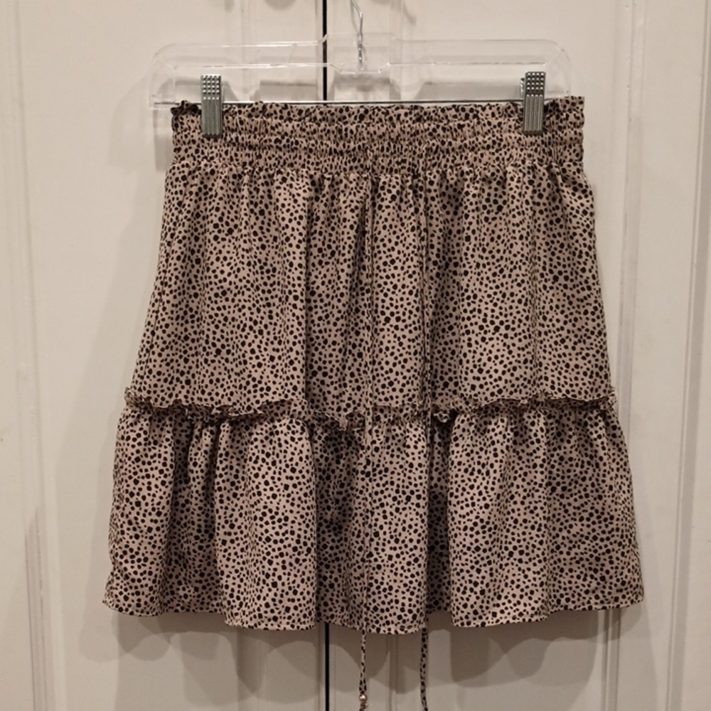 Crescent Black and Cream Tiered Mini Skirt